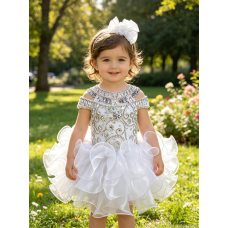 Infant/toddler/baby/children/kids Girl's glitz Pageant evening/prom Dress/clothing G225white